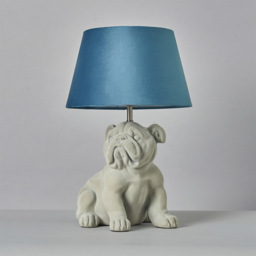 Boris Bulldog Flock Table Lamp with Velvet Shade, Grey - thumbnail 5