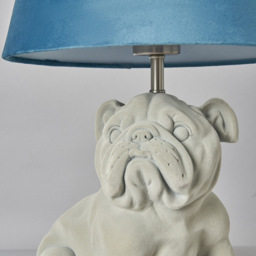 Boris Bulldog Flock Table Lamp with Velvet Shade, Grey - thumbnail 6