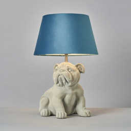 Boris Bulldog Flock Table Lamp with Velvet Shade, Grey - thumbnail 4