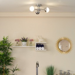 Sile Small LED Bathroom Semi Flush Ceiling Light, Chrome - thumbnail 3