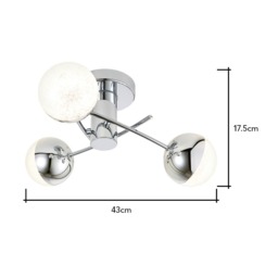 Sile Small LED Bathroom Semi Flush Ceiling Light, Chrome - thumbnail 7