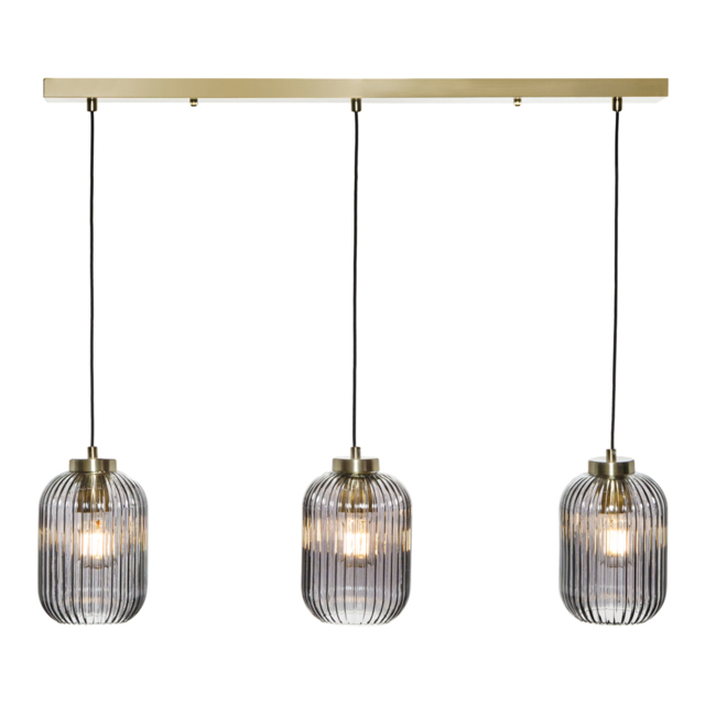 Lyna Ceiling Diner Pendant Bar with Smoked Glass Shades, Satin Brass - image 1