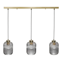 Lyna Ceiling Diner Pendant Bar with Smoked Glass Shades, Satin Brass - thumbnail 7