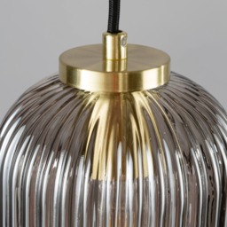 Lyna Ceiling Diner Pendant Bar with Smoked Glass Shades, Satin Brass - thumbnail 6