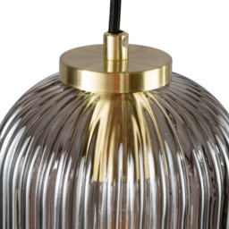 Lyna Ceiling Diner Pendant Bar with Smoked Glass Shades, Satin Brass - thumbnail 8