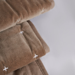 Cross Stitch Quilted Bedspread, Taupe - thumbnail 4