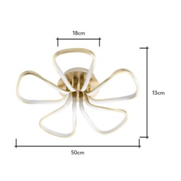 Alvar Petals LED Flush Ceiling Light, Satin Brass - thumbnail 7