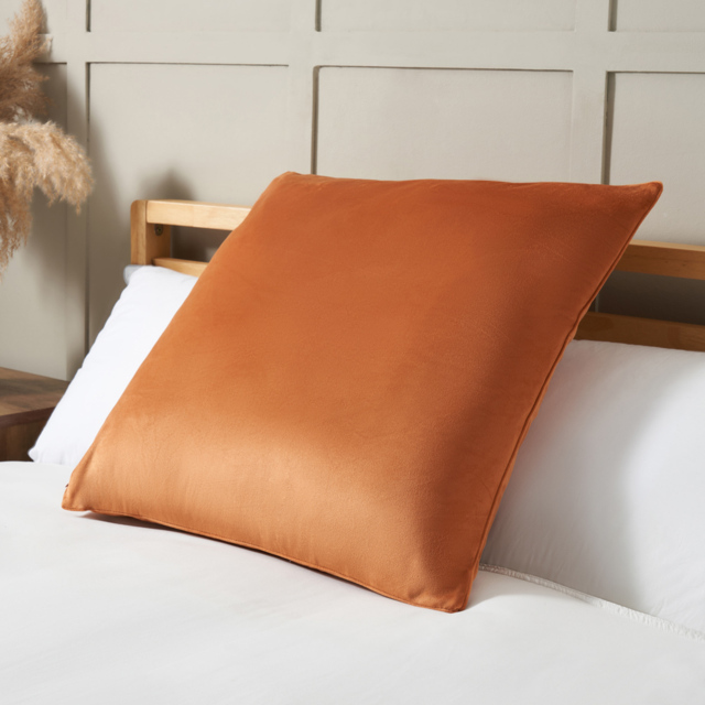 Large Velour Piped Cushion, Burnt Orange - image 1