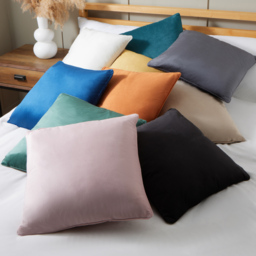 Large Velour Piped Cushion, Burnt Orange - thumbnail 6