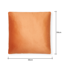 Large Velour Piped Cushion, Burnt Orange - thumbnail 5