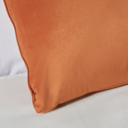 Large Velour Piped Cushion, Burnt Orange - thumbnail 4