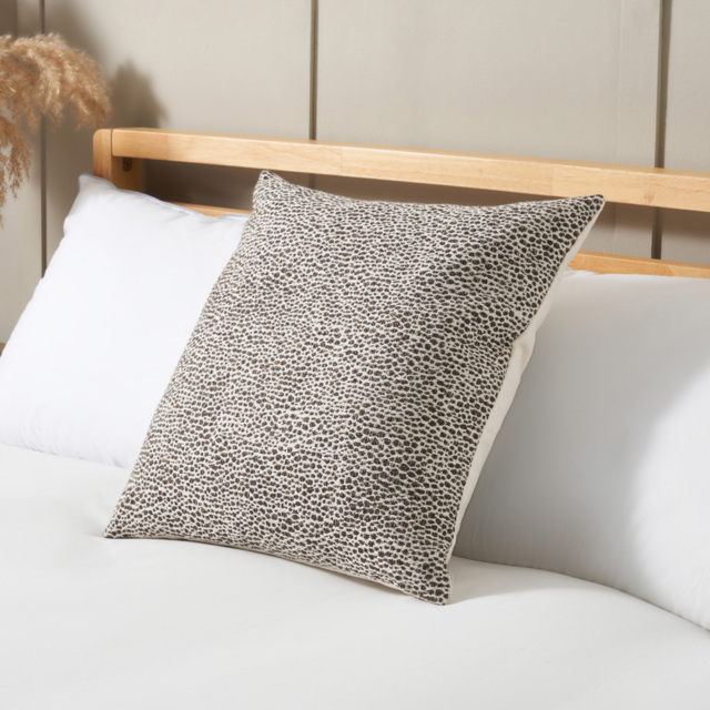 Woven Leopard Print Cushion, Grey - image 1