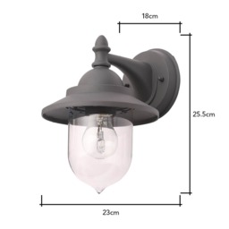 Trent Outdoor Fisherman Style Lantern Wall Light, Anthracite - thumbnail 7