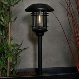 Caelum LED Outdoor Solar Spike Light, Black - thumbnail 3