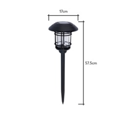 Caelum LED Outdoor Solar Spike Light, Black - thumbnail 7