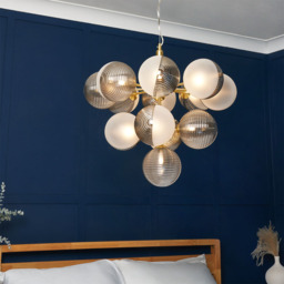 Emile Ceiling Pendant with Smoked and Opal Glass Shades, Satin Brass - thumbnail 3