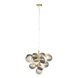 Emile Ceiling Pendant with Smoked and Opal Glass Shades, Satin Brass - thumbnail 8