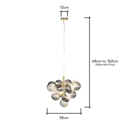 Emile Ceiling Pendant with Smoked and Opal Glass Shades, Satin Brass - thumbnail 9