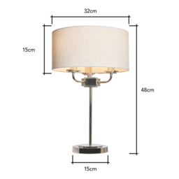 Henry 3 Light Table Lamp, Nickel - thumbnail 9