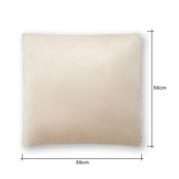 Large Velour Piped Cushion, Natural - thumbnail 6