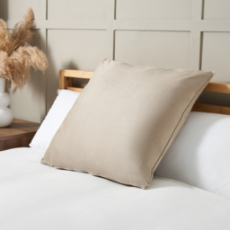 Large Velour Piped Cushion, Natural