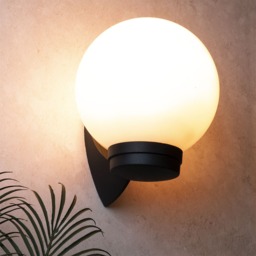 Westray Outdoor Globe Wall Light, Black - thumbnail 4