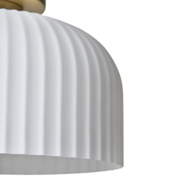 Binita Glass Ribbed Flush Ceiling Light, Opal & Brass - thumbnail 8