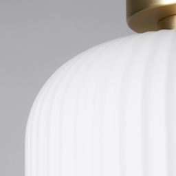 Binita Glass Ribbed Flush Ceiling Light, Opal & Brass - thumbnail 6