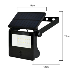 Solar Powered LED Outdoor Security Wall Light with PIR Sensor, Black - thumbnail 7