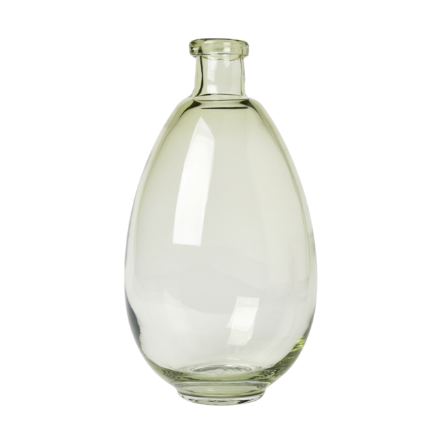 Tall Recycled Round Glass Vase, Green Tint - image 1