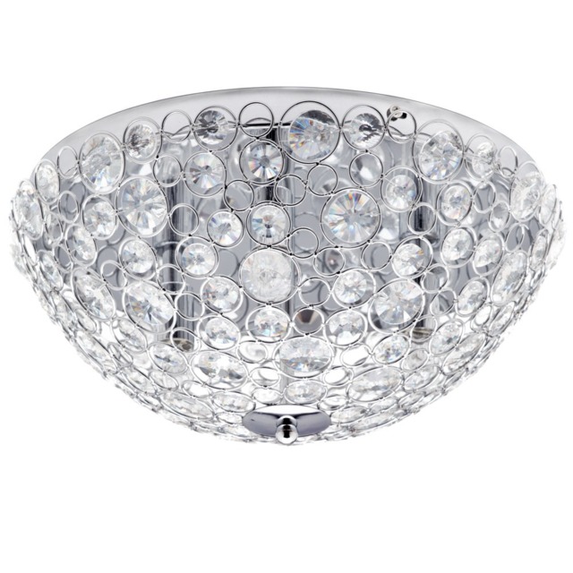 Ovus Oval Gem Bathroom Flush Ceiling Light, Chrome - image 1