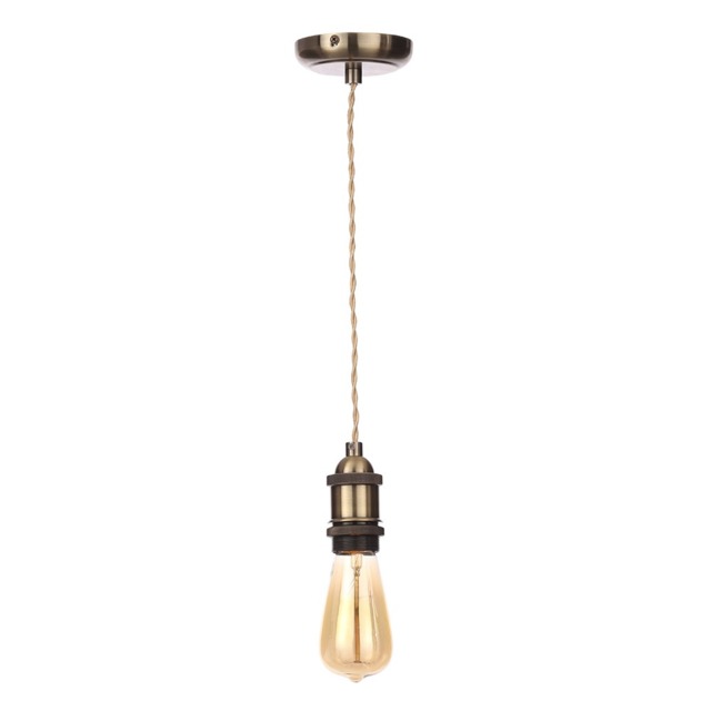 Industrial Style Champagne Cable Ceiling Pendant, Antique Brass - image 1