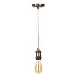 Industrial Style Champagne Cable Ceiling Pendant, Antique Brass - thumbnail 1
