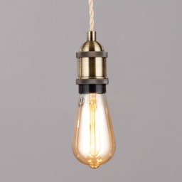 Industrial Style Champagne Cable Ceiling Pendant, Antique Brass - thumbnail 4