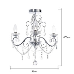 Daphne 3 Light Bathroom Chandelier, Chrome - thumbnail 9