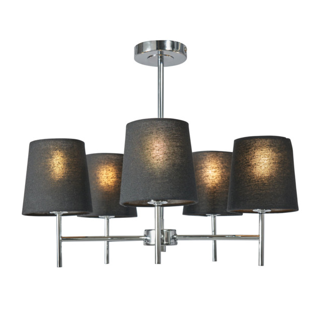 Mira Semi Flush Ceiling Light with Black Shades, Chrome - image 1