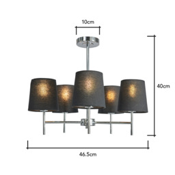 Mira Semi Flush Ceiling Light with Black Shades, Chrome - thumbnail 8