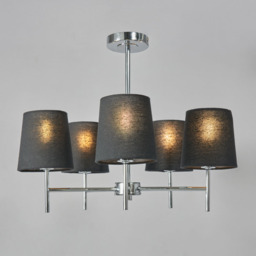 Mira Semi Flush Ceiling Light with Black Shades, Chrome - thumbnail 4