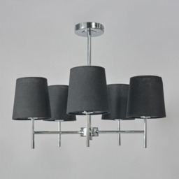 Mira Semi Flush Ceiling Light with Black Shades, Chrome - thumbnail 5