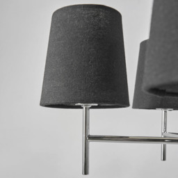 Mira Semi Flush Ceiling Light with Black Shades, Chrome - thumbnail 6