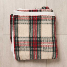 Christmas Check Throw with Sherpa Back, Multi-Coloured - thumbnail 5