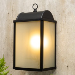 Rhys Box Frame Outdoor Wall Light, Black - thumbnail 3