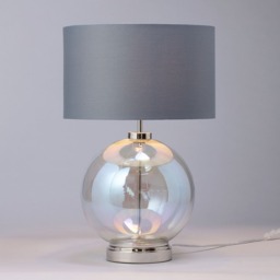 Metro Iridescent Glass Sphere Table Lamp, Nickel and Grey - thumbnail 4