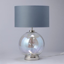 Metro Iridescent Glass Sphere Table Lamp, Nickel and Grey - thumbnail 5