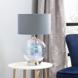 Metro Iridescent Glass Sphere Table Lamp, Nickel and Grey - thumbnail 7
