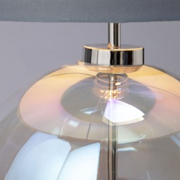 Metro Iridescent Glass Sphere Table Lamp, Nickel and Grey - thumbnail 6