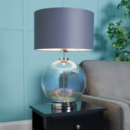 Metro Iridescent Glass Sphere Table Lamp, Nickel and Grey - thumbnail 3