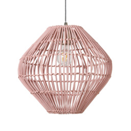 Bamboo Bobbin Herringbone Cable Ceiling Pendant Light, Pink - thumbnail 7