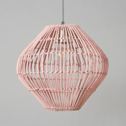 Bamboo Bobbin Herringbone Cable Ceiling Pendant Light, Pink - thumbnail 5