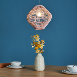 Bamboo Bobbin Herringbone Cable Ceiling Pendant Light, Pink - thumbnail 3